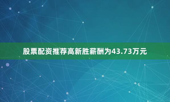 股票配资推荐高新胜薪酬为43.73万元